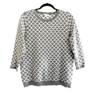 Liz Claiborne Women’s Geometric Print Classic Sweater 3/4 sleeves Size Large